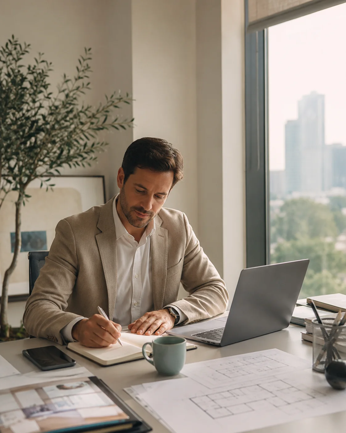 Agente inmobiliario trabajando